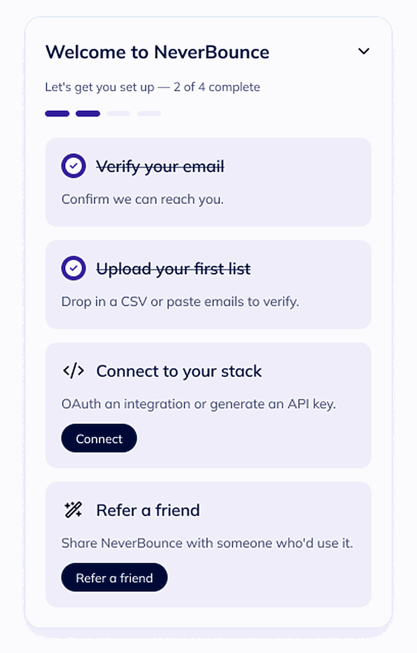 Segmented progress with inline actions